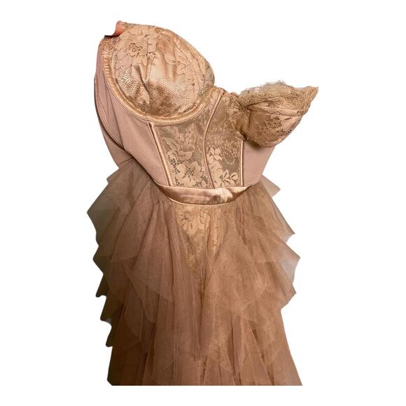 For Love & Lemons x Revolve Bustier Gown Warm Taupe Size XS - Picture 7 of 7